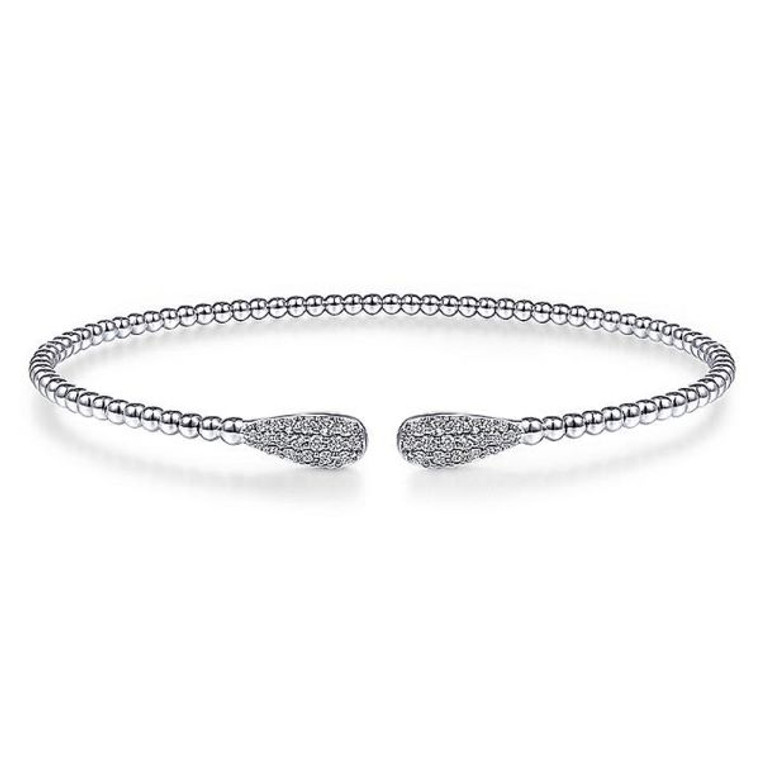 14K White Gold Bujukan Diamond Teardrops Bangle bracelet available at www.diamondbayjewelers.com SKU:02212403 STYLE#BG4230-57W45JJ