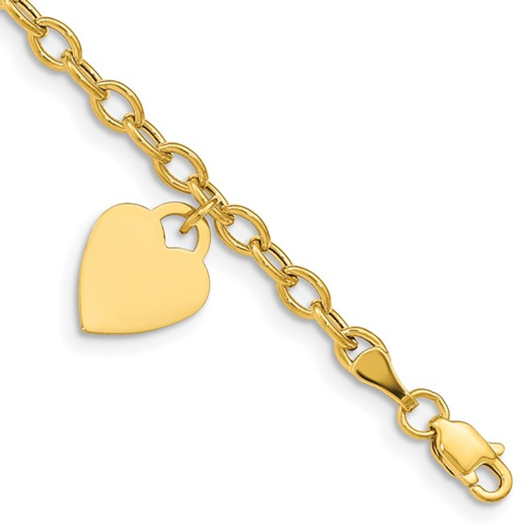 14k Dangle Heart Bracelet 7.5 inch available at www.diamondbayjewelers.com SKU:6042291