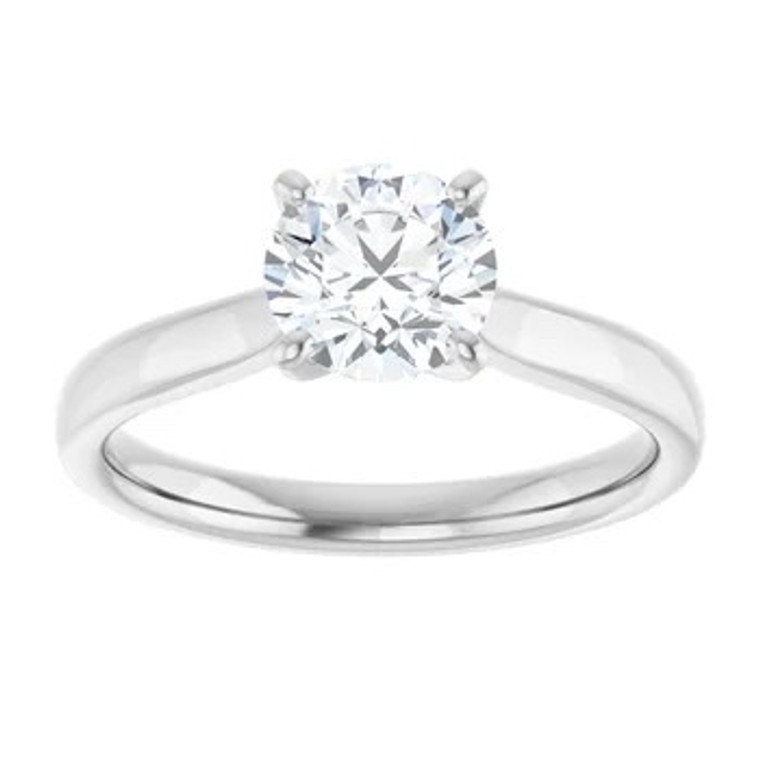 Platinum 6.5 mm Round Engagement Ring Mounting Set with a 1.17CT Round E VVS2 Lab Grown Diamond with a IGI Cert available at www.diamondbayjewelers.com SKU:602292