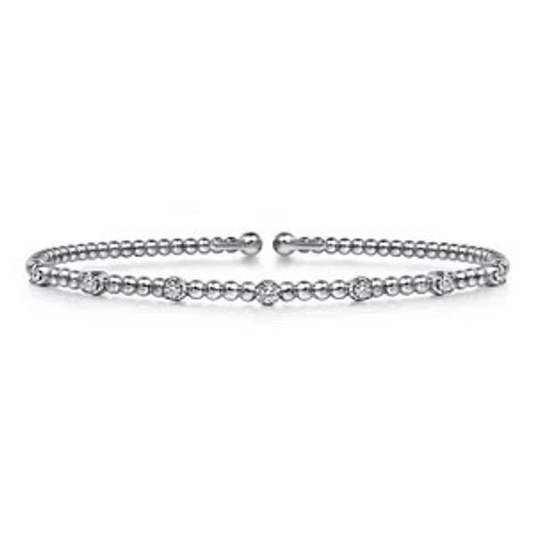 14K White Gold Bujukan Diamond Stations Bangle available at www.diamondbayjewelers.com SKU:4032407