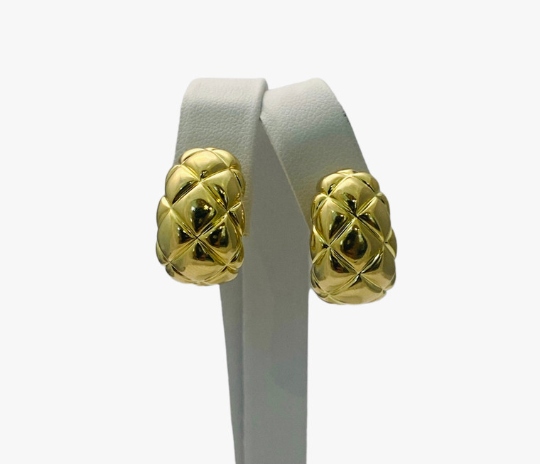 18k yellow gold Quilted Omega Back Earrings available at www.diamondbayjewelers.com SKU:3832401