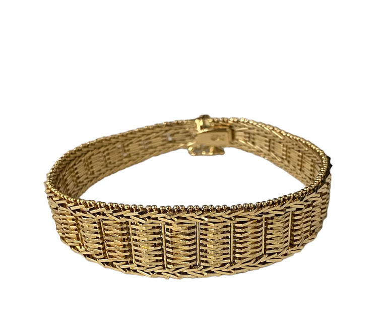 18k yellow gold weaved bracelet 7 inch available at www.diamondbayjewelers.com SKU:9032404