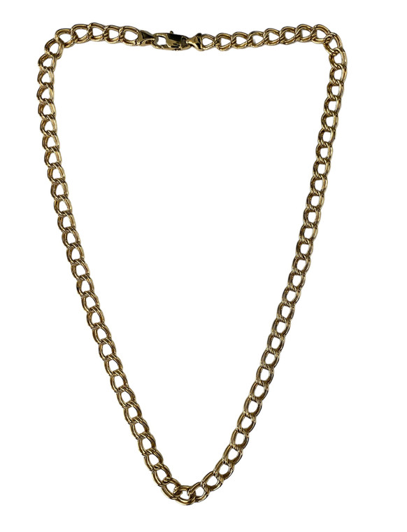 18k yellow gold double link semi solid fashion necklace available at www.diamondbayjewelers.com SKU:9032405