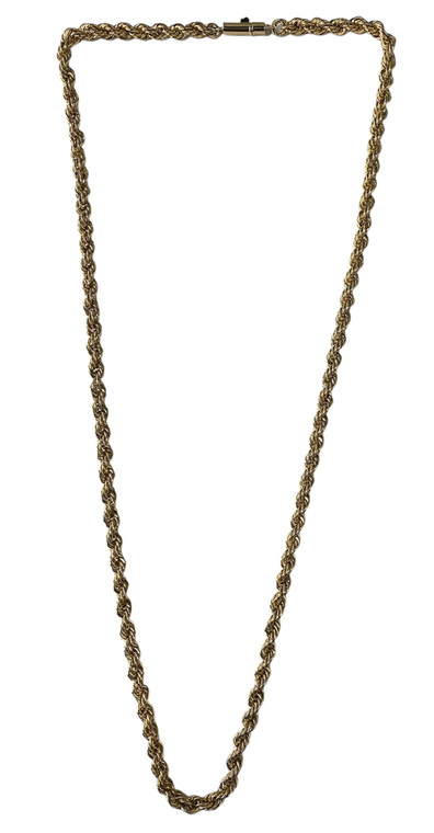 10k yellow gold 24 inch 5mm wide semi solid rope chain with barrel clasp available at www.diamondbayjewelers.com SKU:9032407