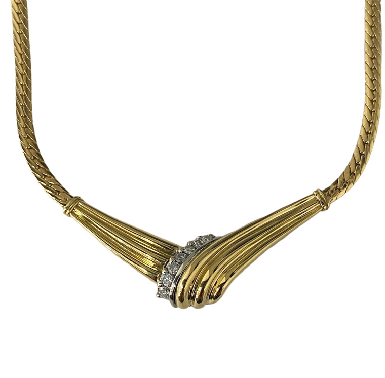 18k yellow gold and diamond fashion necklace available at www.diamondbayjewelers.com SKU:9032408EB
