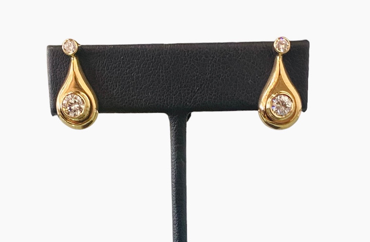 18k yellow gold and diamond earrings .85CTW SKU:1032405 available at www.diamondbayjewelers.com
