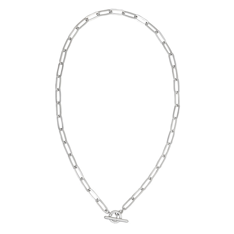 Sterling Silver Rhodium Plated 5.4mm Paperclip Toggle Bar Necklace with Hinged Clasp
SKU:5032401 available at www.diamondbayjewelers.com