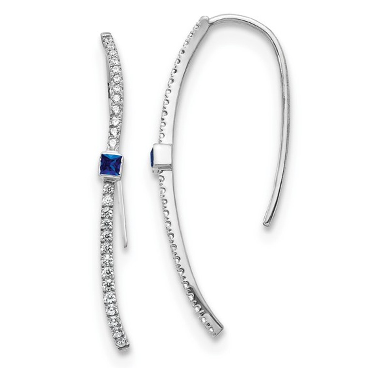 14k White Gold Diamond and Sapphire Earrings.  SKU: 4312033.  Available at DiamondBayJewelers.com