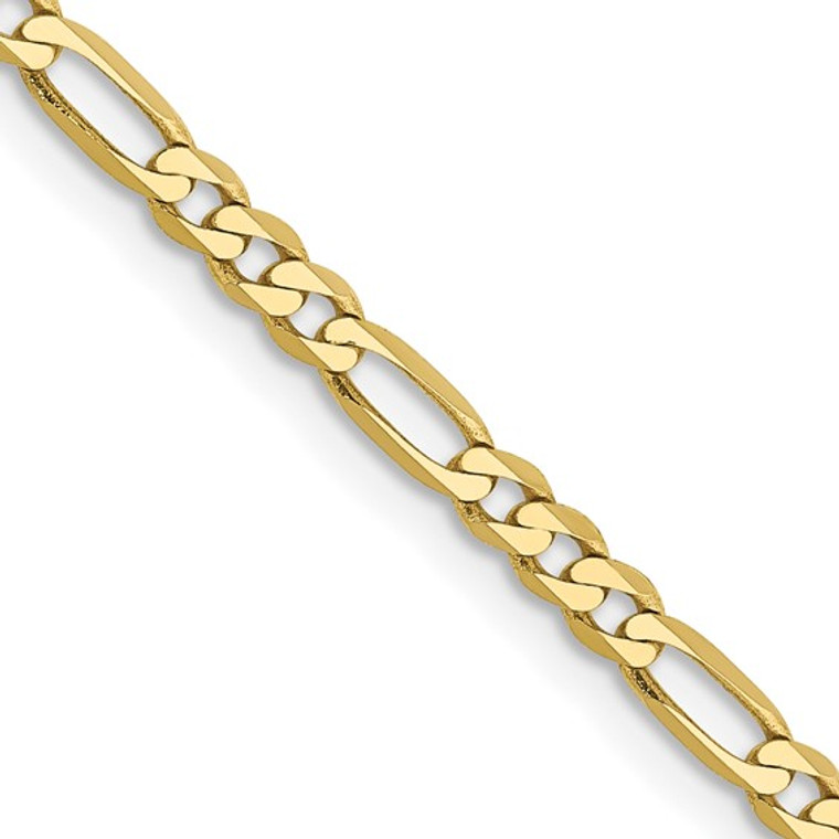 10k 2.75mm Flat Figaro Chain 20inch SKU:3032410 available at www.diamondbayjewelers.com