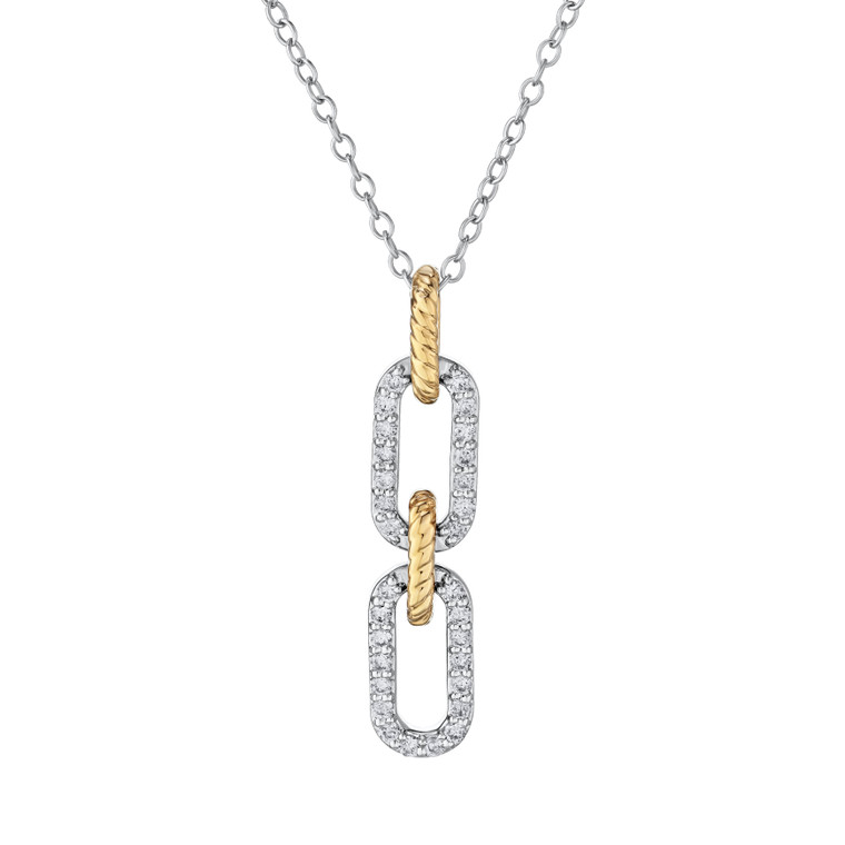 14K Gold & Diamond Paperclip Necklace.  SKU: 10245.  Available at DiamondBayJewelers.com