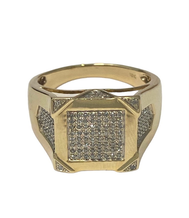 10k yellow gold mens ring with Natural single cut round Diamonds SKU:9042402 available at www.diamondbayjewelers.com