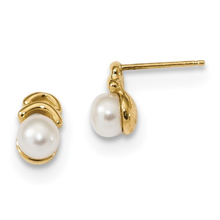 14k 4-5mm White Button Freshwater Cultured Pearl Post Dangle Earrings.  SKU: 71968442.  Available at DiamondBayJewelers.com