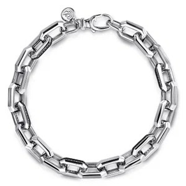 925 Sterling Silver Faceted Chain Black Spinel Bracelet Gabriel & Co. TBM4808-85SVJBS SKU:5042404 available at www.diamondbayjewelers.com