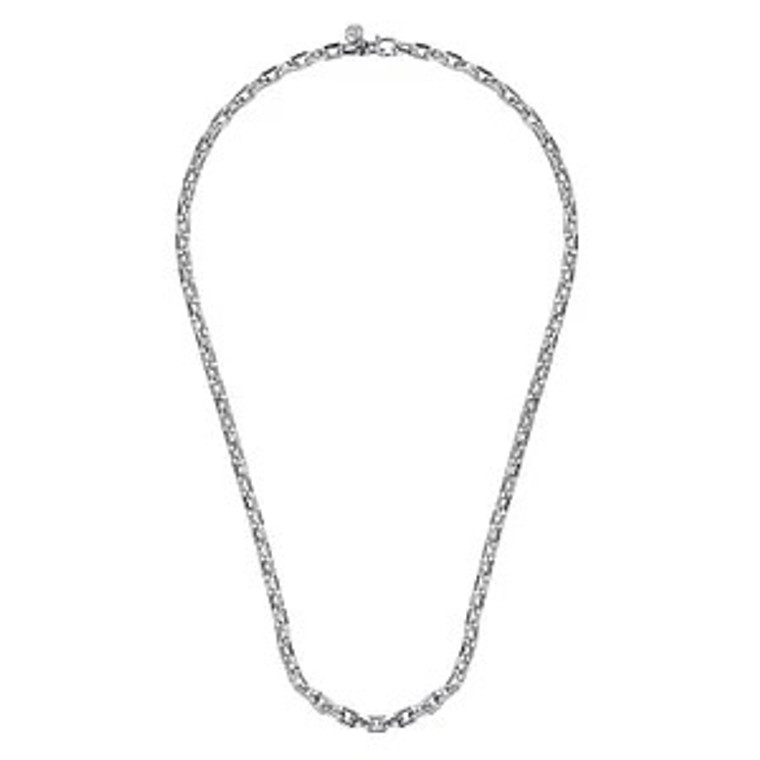 22 Inch 925 Sterling Silver Faceted Chain Necklace NKM7350-22SVJJJ SKU:5042405 available at www.diamondbayjewelers.com Gabriel&Co.