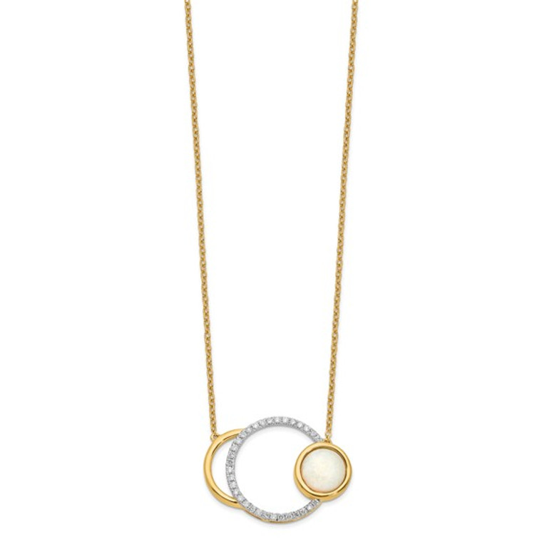 14k Polished Diamond and Opal Circle Necklace.  SKU: 82103477.  Available at DiamondBayJewelers.com