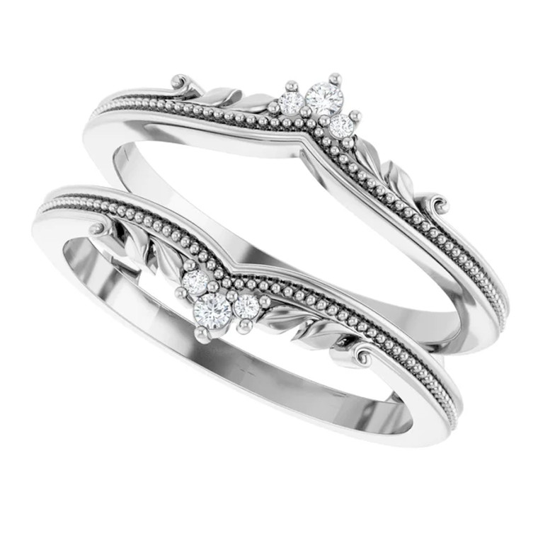 14K White .04 CTW Natural Diamond Accented Milgrain Ring Guard SKU:1042408 available at www.diamondbayjewelers.com