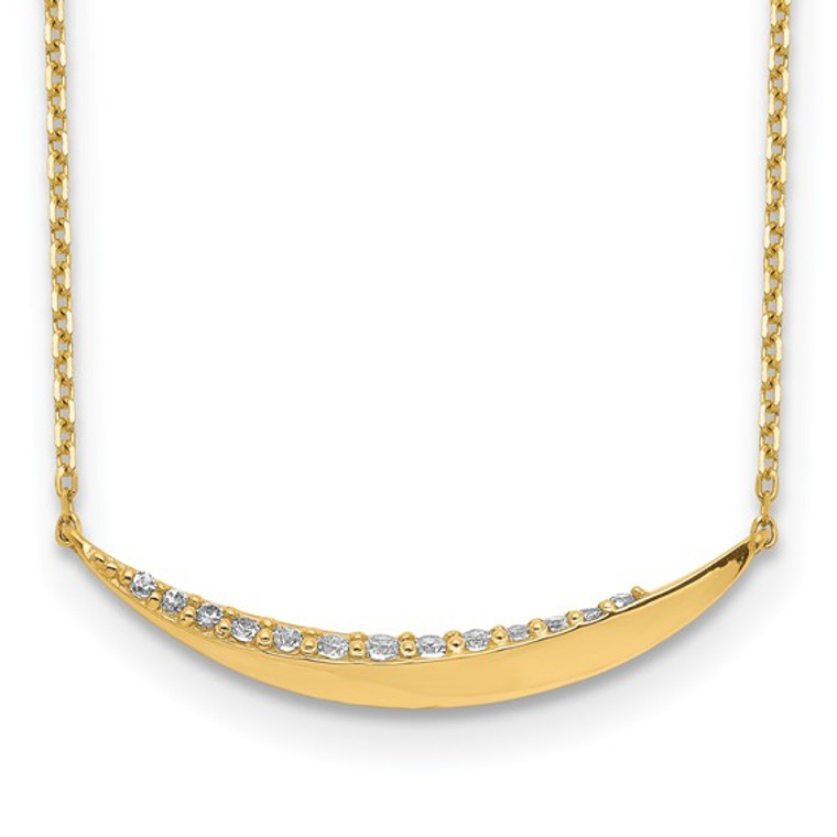 14K Curved Bar CZ with 2IN EXT Necklace SKU:3052401 available at www.diamondbayjewelers.com