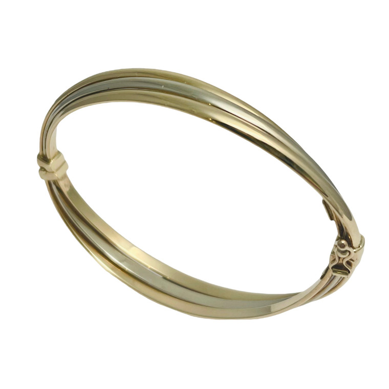 14K Two-Tone Hinged Bangle Bracelet.  SKU: GB6818.  Available at DiamondBayJewelers.com