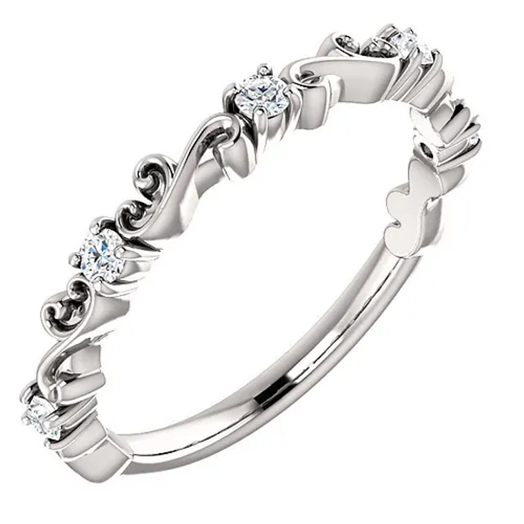 14K White Gold Diamond Sculptural Wedding Ring Band.  SKU: 123423.  Available at DiamondBayJewelers.com