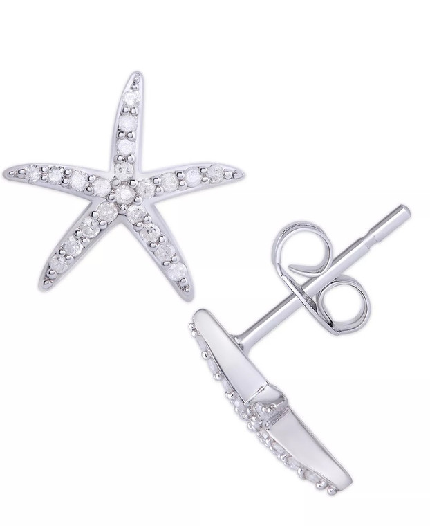 14K White Gold Starfish Earrings.  SKU: 709525.  Available at DiamondBayJewelers.com