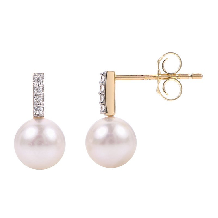 14KT Yellow Gold Akoya Pearl Earring.  SKU: 929749.  Available at DiamondBayJewelers.com