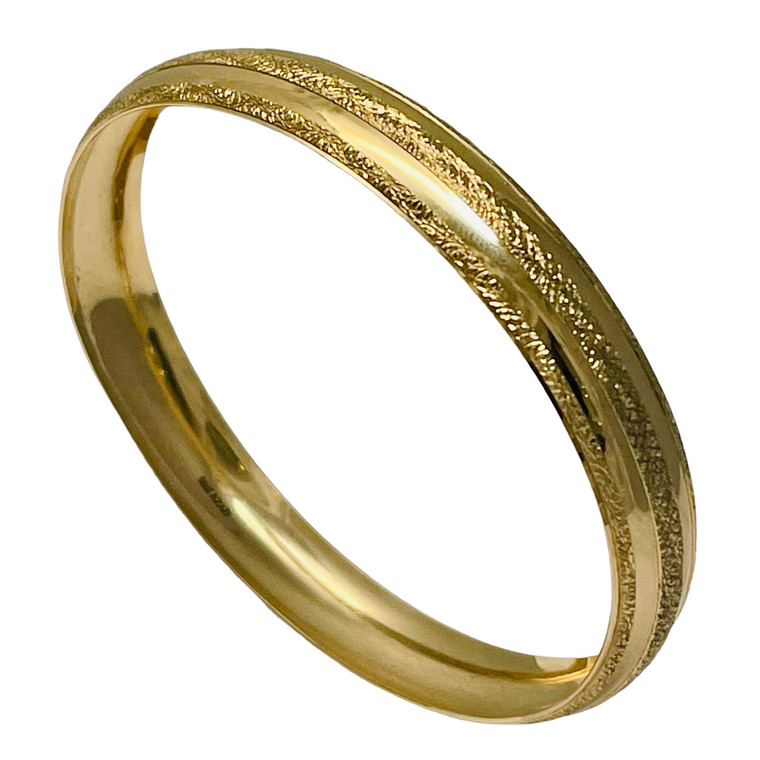 10K Yellow Gold Textured Bangle Bracelet.  SKU: GB1389.  Available at DiamondBayJewelers.com