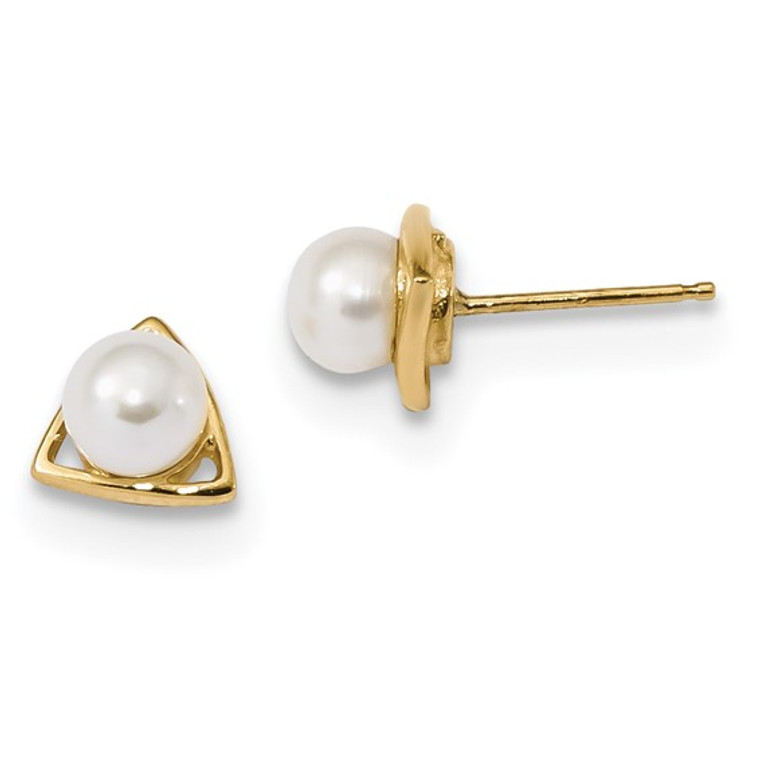 14k 5-6mm White Round Freshwater Cultured Pearl Post Earrings.  SKU: 71968234.  Available at DiamondBayJewelers.com