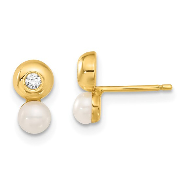 14k 5-6mm White Button Freshwater Cultured Pearl Post Earrings.  SKU: 71969223.  Available at DiamondBayJewelers.com