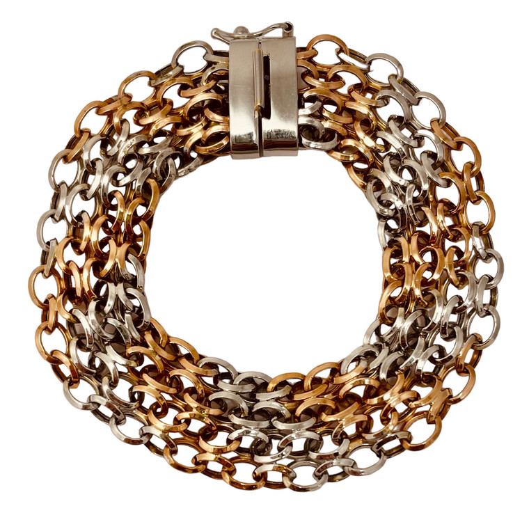 14K White & Rose Gold Diamond Cut Link Bracelet.  SKU: 639797.  Available at DiamondBayJewelers.com