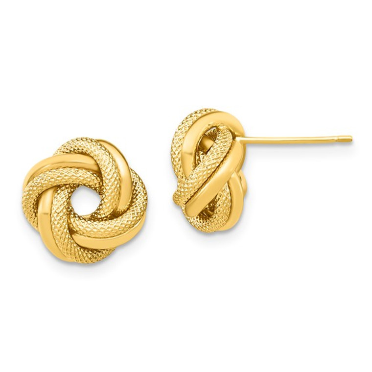 14K Polished and Textured Love Hoop Earrings.  SKU: 84618740.  Available at DiamondBayJewelers.com