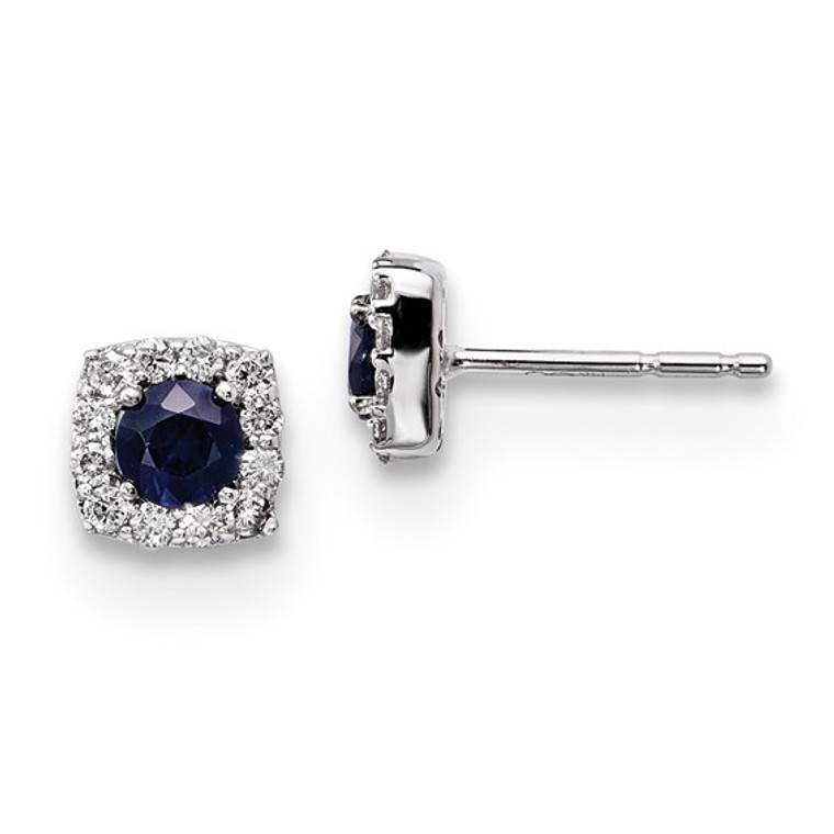14K Sapphire Halo Stud Earrings.  SKU: 417472.  Available at DiamondBayJewelers.com