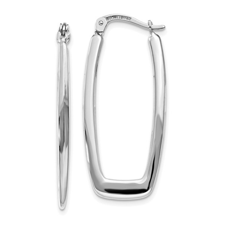 14K White Gold Rectangle Hoop Earrings.  SKU: 291291.  Available at DiamondBayJewelers.com