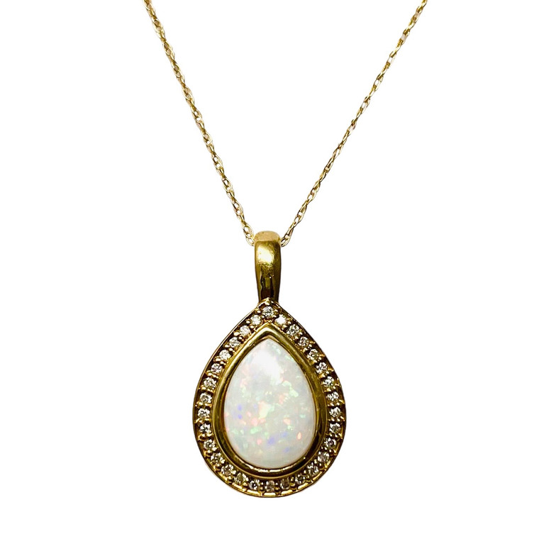 14K Diamond Opal Necklace.  SKU: 10235.  Available at DiamondBayJewelers.com