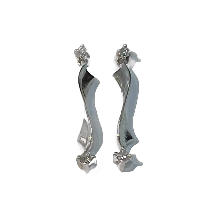 14K White Gold Diamond Dangle Earrings.  SKU: 270275.  Available at DiamondBayJewelers.com