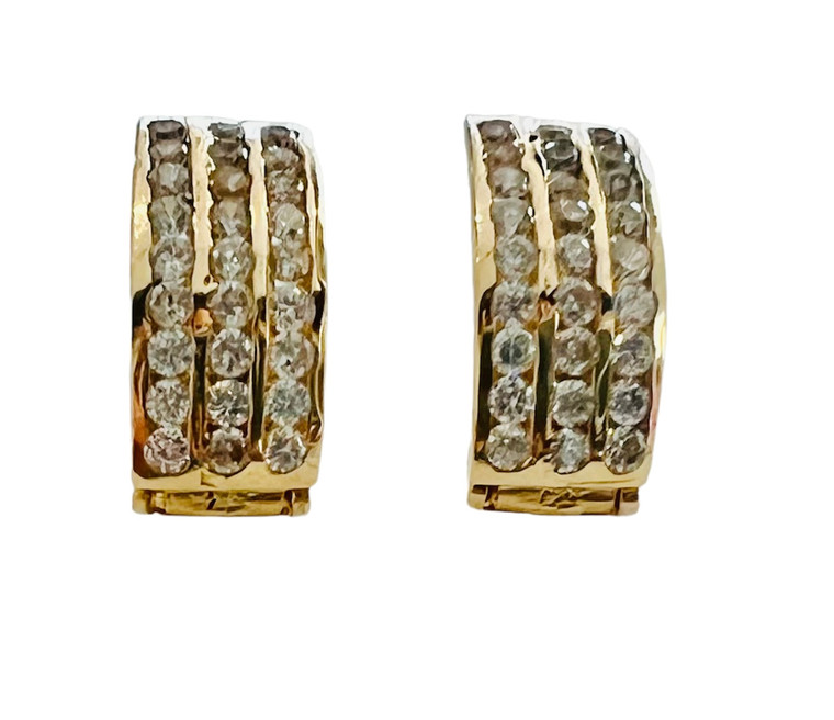 14K Yellow Gold Diamond Earrings.  SKU: 929292.  Available at DiamondBayJewelers.com