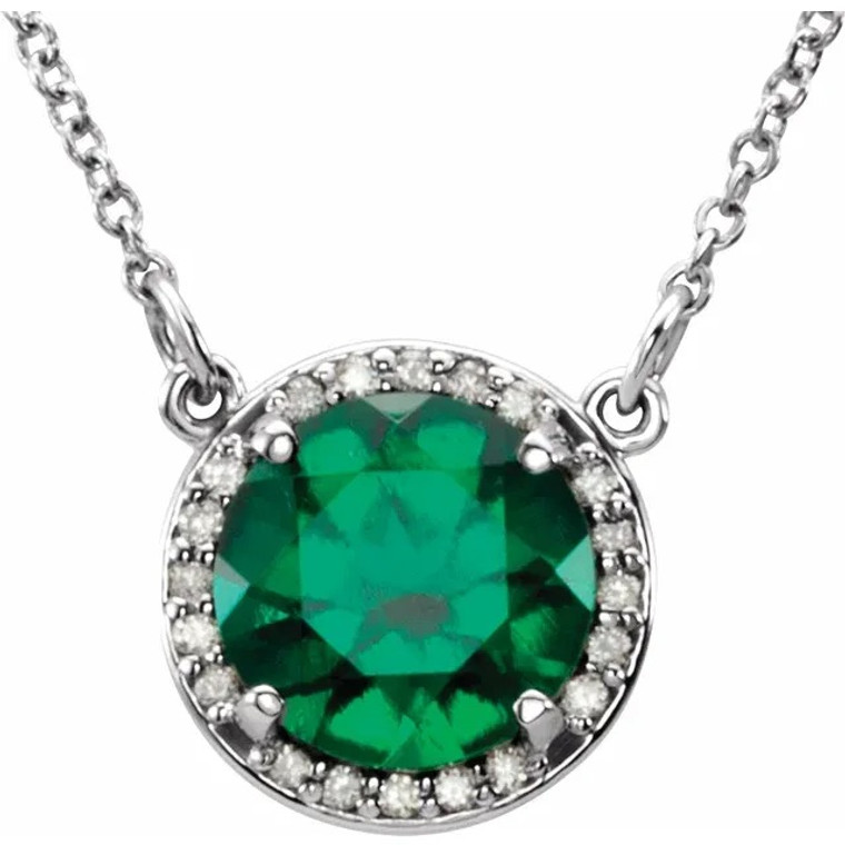 14K white gold Emerald pendant.  SKU: 85905.  Available at DiamondBayJewelers.com
