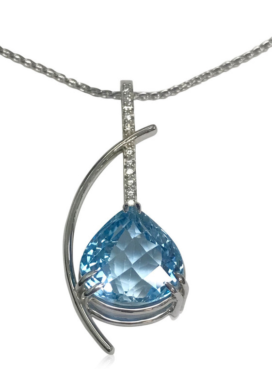 14KW Slide Pendant 20ct Blue Topaz 0.38ctw Diamonds.  SKU: 433633.  Available at DiamondBayJewelers.com