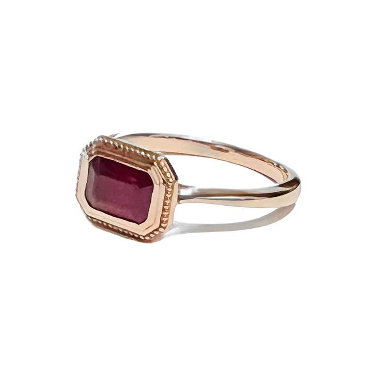 14k Rose gold Ruby Ring.  SKU: 189111.  Available at DiamondBayJewelers.com