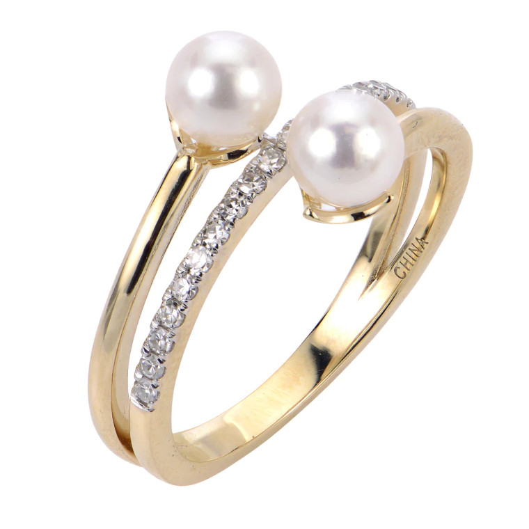 14K Yellow Gold Akoya Pearl & Diamond Ring.  SKU: 912662.   Available at DiamondBayJewelers.com