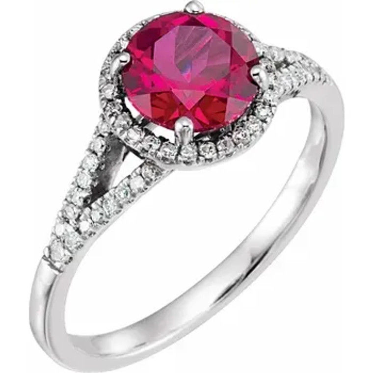 14K White Gold Ruby Diamond Ring.  SKU: 122989.  Available at DiamondBayJewelers.com