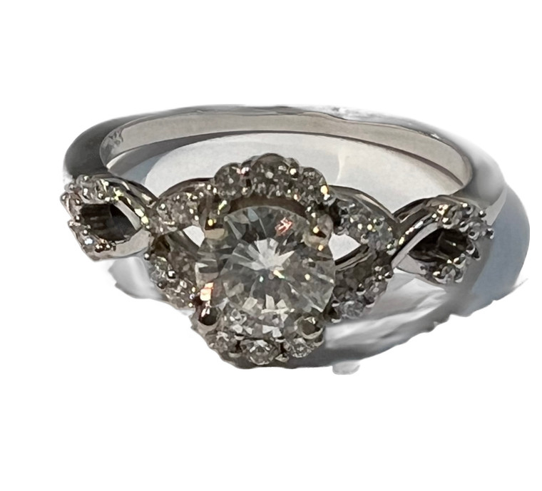 14K White Gold Diamond Halo Engagement Ring.  SKU: 112122.  Available at DiamondBayJewelers.com