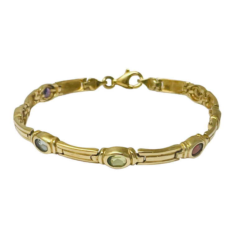 14K Yellow Gold and Multi-Gemstones Bracelet.  SKU: 121322.  Available at DiamondBayJewelers.com