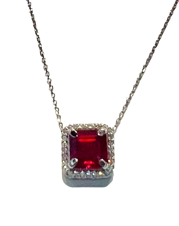 14K Gold Ruby Diamond Necklace.  SKU: 120622.  Available at DiamondBayJewelers.com