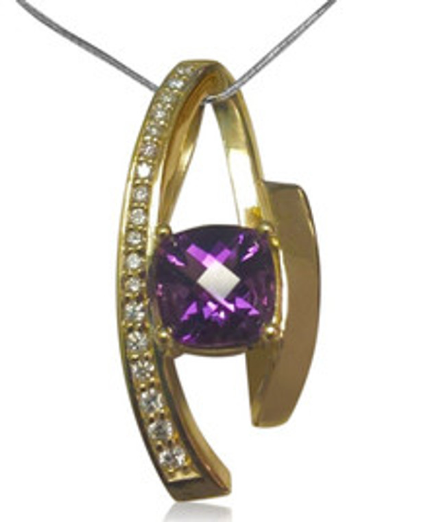 14K gold Amethyst & Diamond Slide.   SKU: AM217.  Available at DiamondBayJewelers.com