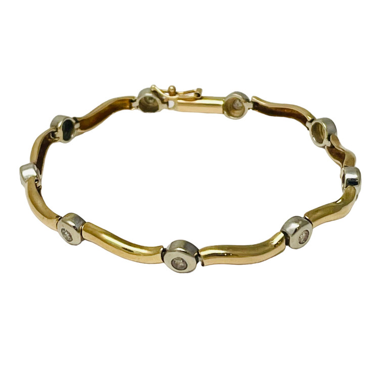 14K Two-Tone Gold Diamond Bracelet .45 ct.  SKU: 121222.  Available at DiamondBayJewelers.com