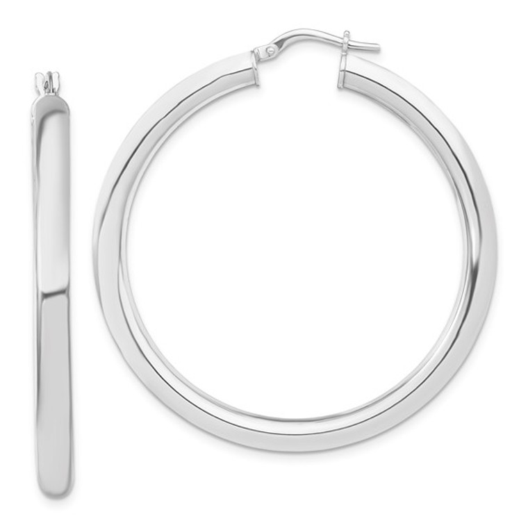 14K White Gold Polished Round Hoop Earrings 47mm.  SKU: 84617155.  Available at DiamondBayJewelers.com
