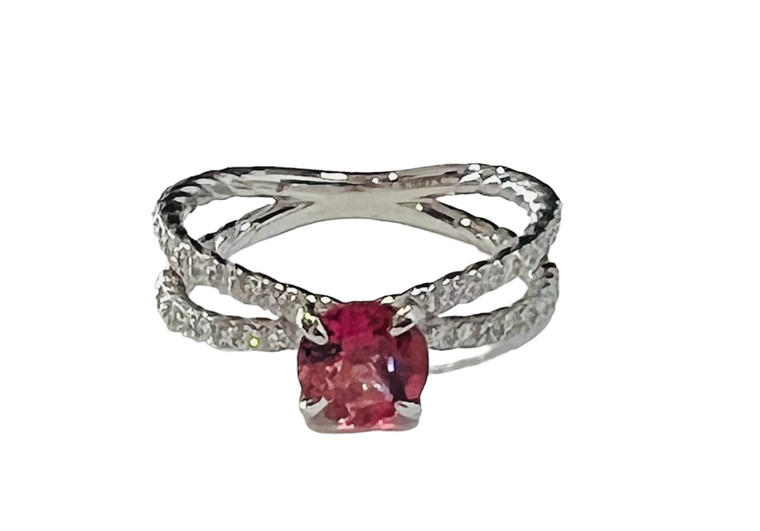 14KW Pink Tourmaline and Diamond Engagement Ring.  SKU: 958887.  Available at DiamondBayJewelers.com