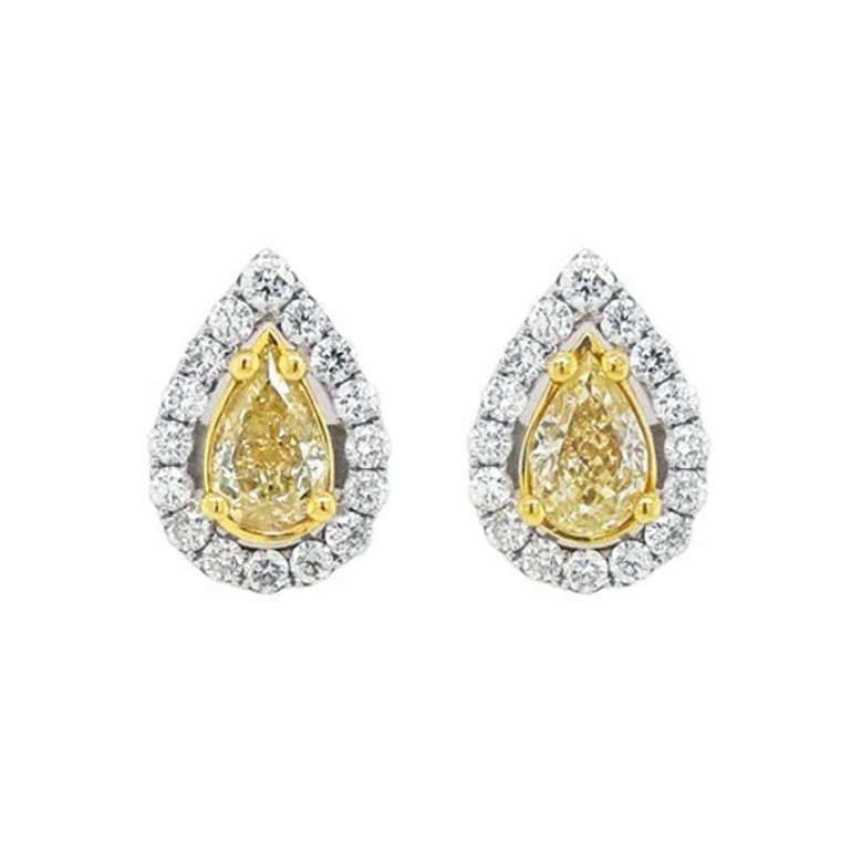 14K Yellow Pear Diamond Earrings.  SKU: 112902.  Available at DiamondBayJewelers.com