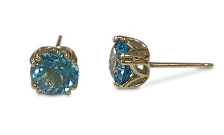 14KY  Earrings 1.25ctw Blue Topaz.  SKU: 489036.  Available at DiamondBayJewelers.com