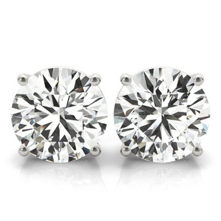 14K White Gold Diamond Stud 4 Prong Earrings .28-2.02 Ctw.  SKU: 189596.  Available at DiamondBayJewelers.com